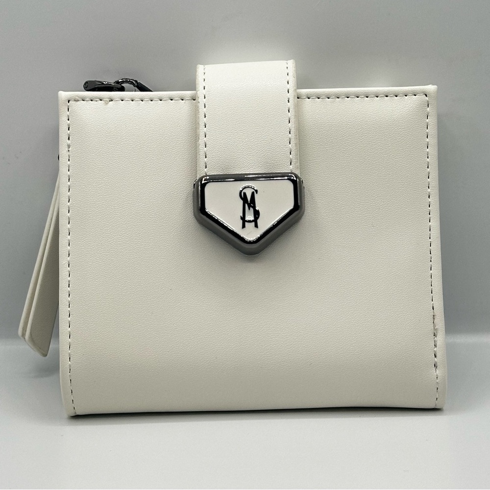 Steve Madden Women's Boxed Bjem Bifold Wallet Card Holder Small Purse In White